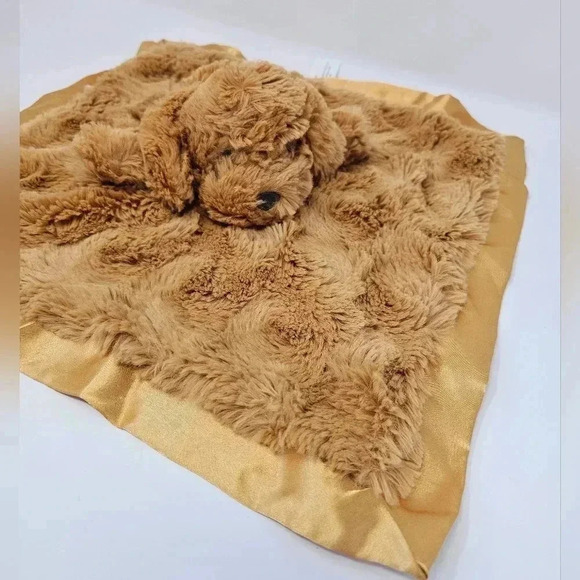 Cloud Island Brown Puppy Dog Lovey Satin Trim Swirl Baby Security Blanket 14" - Picture 2 of 7